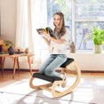 thumbnail image 4 of Gymax Ergonomic Kneeling Chair Wood Rocking Posture Stool w/ Cushion Back Neck Black, 4 of 9