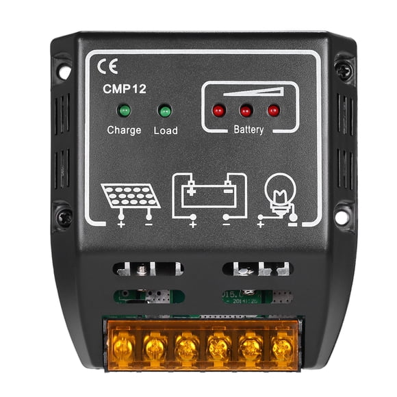Amdohai Contrôleur de Charge Solaire PWM 10A 12V/24V Régulateur de Charge pour Panneau Solaire Protection contre les Surcharges de Pile