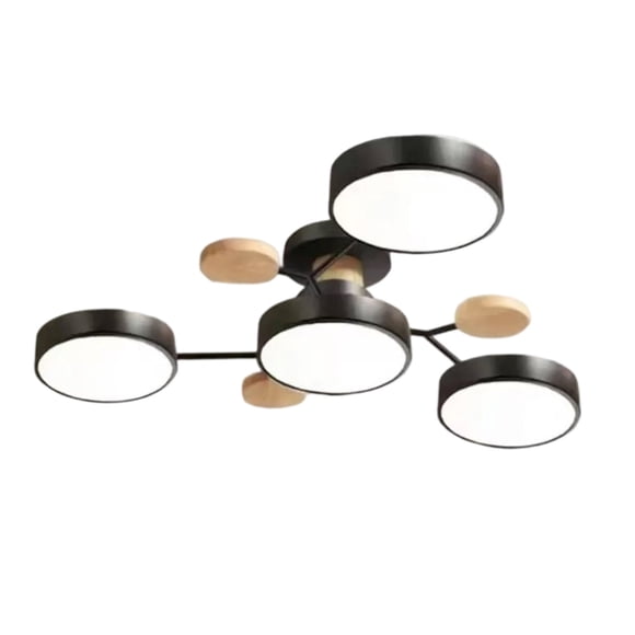 Birdeem Plafonnier Semi-Encastré Moderne, Lustre Nordique en Bois avec Abat-Jour DEL en Acrylique pour Salon Chambre Cuisine