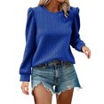 thumbnail image 1 of Timegard Hauts pour Femmes Grande Taille Manches Longues Bouffantes Col Rond Blouse Confortable Automne Chemises Décontractées Amples Hauts, 1 of 9