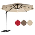 thumbnail image 1 of Gymax Parasol Solaire Déporté 10 Pieds 28 DEL Éclairé pour Patio Inclinaison Décalée 360° Extérieur Beige, 1 of 10