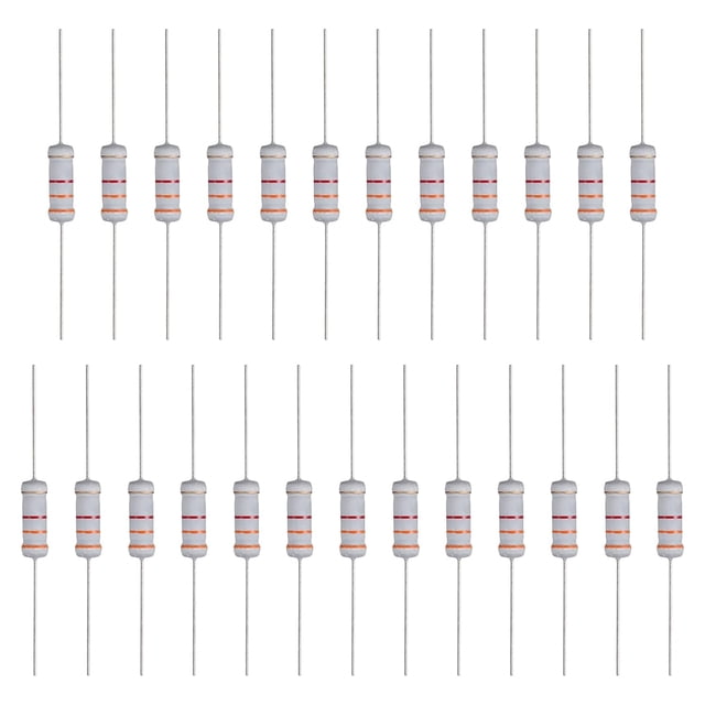 25 Pcs 3.3K Ohm Resistor, 3 Watts 5% Tolerance Metal Oxide Film Resistor Axial Lead, Flame Proof for DIY Electronic Projects Circuits Experiments