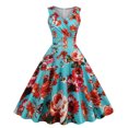 thumbnail image 1 of SMihono Robe d'Été pour Femmes Grande Taille Mode Féminine Col en V Sans Manches Imprimé Vintage Soirée Cocktail Robes Évasées Extensibles, 1 of 8