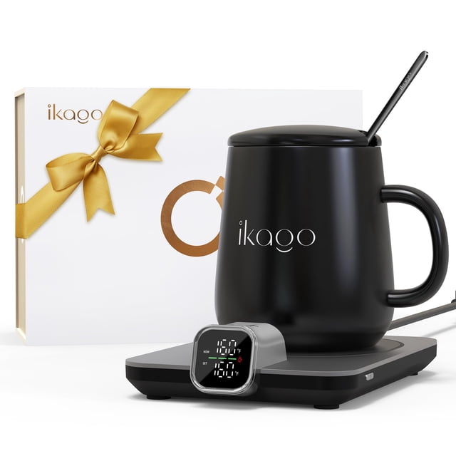 Coffee Mug Warmer Set, ±1°F Precision Temperature Control Smart Heated Mug for Desk, Electric Coffee Warmer with Auto Shut Off & Real-Time