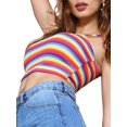 thumbnail image 3 of INSPIRE CHIC Women's Rainbow Striped Tie Spaghetti Straps Summer Cami Tube Tops, 3 of 7