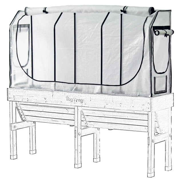 Ensemble de Cadre Mural Moyen et de Housses Multiples avec Cadre en Acier Enduit de Poudre et Housse à Double Couche Comprenant une Couverture Chauffante de Serre en Polyéthylène et une Couche en Micro-Maille Anti-Insectes. la Housse Comprend des Couches Zippées Séparées et de Larges Ouvertures pour un Accès Facile aux Plantes, Idéal pour Prolonger les Saisons de Culture et Protéger les Récoltes contre les Organismes Toxiques dans les Jardins Canadiens.
