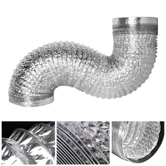 Ventilation Ducting Aluminum Foil Double Layer Thickened Air Ducting 4Inch Diameter Flexible Duct Hose,Flexible Aluminum Ducting For Tumble Dryer Extractor Fan
