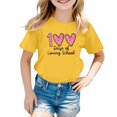 thumbnail image 1 of LUOGENLI T-Shirt pour Filles Enfants Mode Décontractée Imprimé Col Rond Ample Manches Courtes T-Shirt Haut Maxi Hauts Ensembles Filles Tenue 2 Pcs Grande Taille Jaune 10-11 Ans, 1 of 4