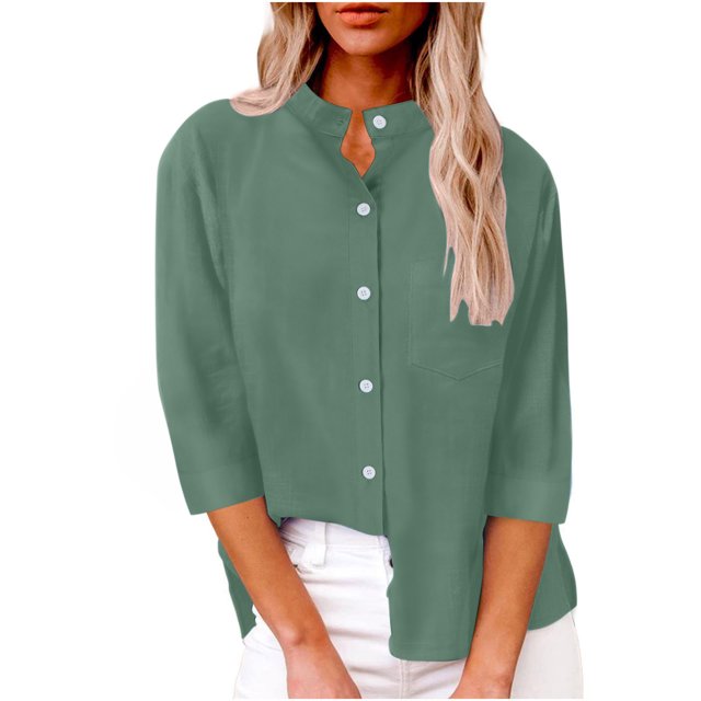 Yuyuzo Womens Fall Business Casual Tops Long Sleeve Button down Blouses Loose Basic Going out Tops