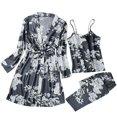 thumbnail image 1 of GPOECD Pyjama pour Femmes, Cardigan Doux à Imprimé, Ensemble de Détente 3 Pcs pour la Maison pour le Printemps et l'Automne, Ensembles de Pyjama de Détente, Gris, TG, 1 of 8
