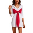 thumbnail image 2 of Ovzne Robes pour Femmes Robe Mode pour Femmes à Blocs de Couleur Manches Longues Boucle Col à Revers Ruban Dentelle Robe Moulante Robe de Printemps à Manches Longues Liquidation, 2 of 6