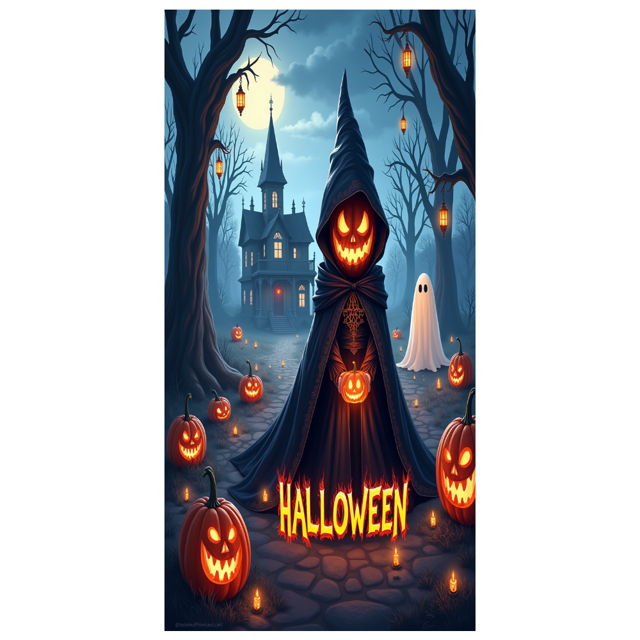 Spooky Gothic Pumpkin Banner Haunted Halloween Ghost for Holiday Decoration Party Decor Indoor Event