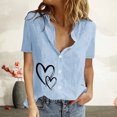 thumbnail image 2 of EQWLJWE Chemises pour Femmes Liquidation Femmes Manches Courtes Décontracté Femmes Imprimé Manches Courtes Ample Bouton Col Rabattu Chemise Blouse Unie, 2 of 6