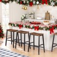 thumbnail image 2 of HOOBRO Bar Stools, Set of 2 Bar Chairs, Saddle Stools, Kitchen Counter Stools with Footrests, Industrial Stools for Dining Room, Kitchen, Counter, Bar, Rustic Brown and B, 2 of 8