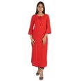 thumbnail image 4 of Moomaya Solid Rayon Kurta For Women bell Sleeve Drawstring Neck Long Ethnic Kurti, 4 of 7