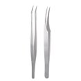thumbnail image 1 of 2 Pcs Pinces d'Extension de Cils en Acier Inoxydable, Pointe Droite Incurvée, Pinces à Cils pour Applications d'Extension de Cils avec Boîte de Rangement, 1 of 7