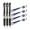 thumbnail image 1 of EnerGel Retractable Gel Roller, 0.7mm, Medium Point, 3 Pens and 4 Refills pack, Black Ink, 1 of 6