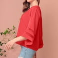thumbnail image 5 of Timegard Hauts pour Femmes Col en V Manches 3/4 Chiffon Léger Ample Décontracté Fluide Haut Blouse Plage, 5 of 5