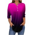 thumbnail image 1 of SwiftWear T-Shirts pour Femmes Mode Tendance Col Rond Manches Mi-Longues T-Shirt Couleur Dégradée Décontracté Ample Hauts Basiques, 1 of 5