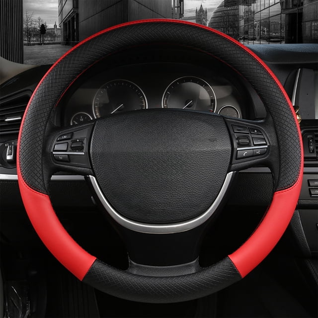 EGNMCR Steering Wheel Cover Car Steering Wheel Cover Leather Summer Four Season Handle Cover Breathable Available In Thousands Of Models Embossed For Foreign Trade Steering wheel leather cover