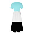 thumbnail image 4 of Tumotour Robe d'Été pour Femmes, Imprimée, Ample, Décontractée, à Manches Courtes, Col Ras du Cou, Ligne A, Évasée, Fluide, à Étages, Chemise, Maxi, Plage, Longue, 2025, Tenues Tendance avec Poches, 4 of 4