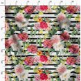 thumbnail image 3 of Soimoi White Poly Georgette Fabric Stripe & Grandiflora Roses Floral Print Sewing Fabric Yard 42 Inch Wide, 3 of 4