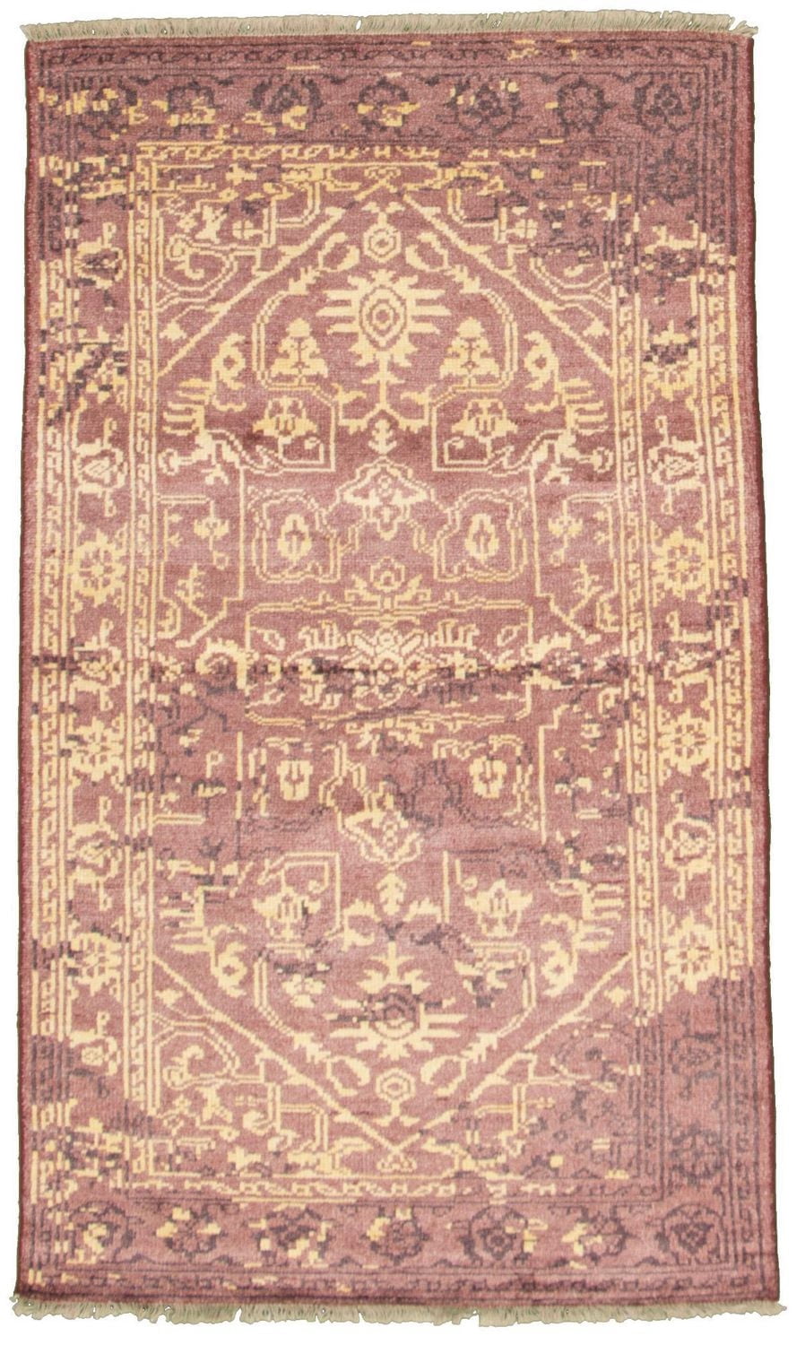 ECARPETGALLERY 4'7" x 7'11" Bordered Jules Oushak Hand-knotted Area Rug for Living Room, Dining Room and Bedroom in Red