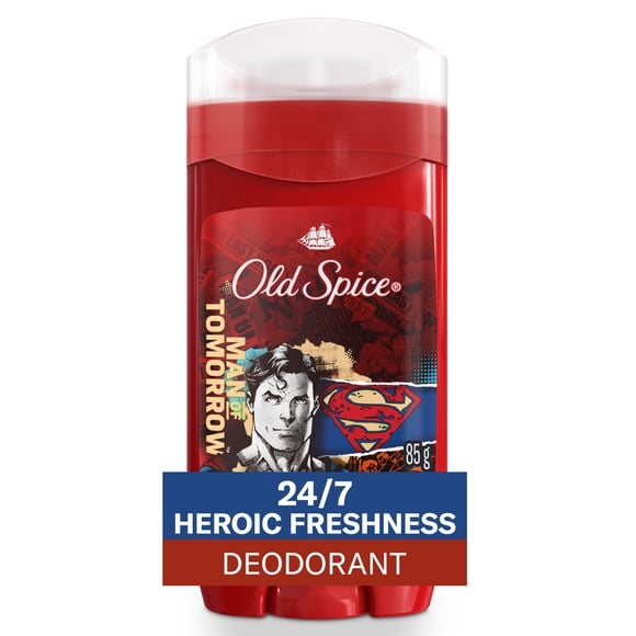 Désodorisant sans aluminium Old Spice pour hommes, fraîcheur 24 heures sur 24, 7 jours sur 7, protection longue durée contre les odeurs, sentez comme un héros, Superman, parfum Agrumes vifs et cosmos