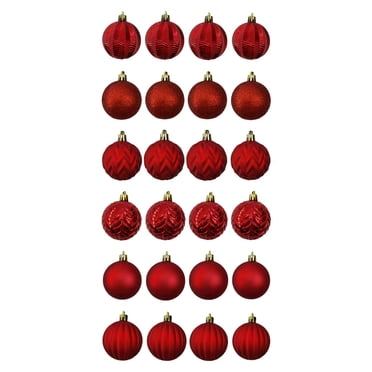 Holiday Time 24 Count Shatterproof Ornaments-Red