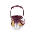 thumbnail image 2 of BLISSFUL STEP Women's Flower Rhinestone Slingback Clear Mid Heel Slip On Sandals Burgundy 5.5, 2 of 7