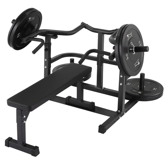 Appareil de Pression Thoracique Robuste pour Gym à Domicile – Banc Plat Réglable, Bras Convergents Indépendants, Roulements Lisses, Équipement Polyvalent d'Entraînement de la Poitrine – Putter Noir avec Pédale