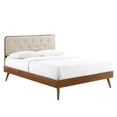 thumbnail image 1 of Modway Bridgette Twin Wood Platform Bed with Splayed Legs in Walnut/Beige, 1 of 13