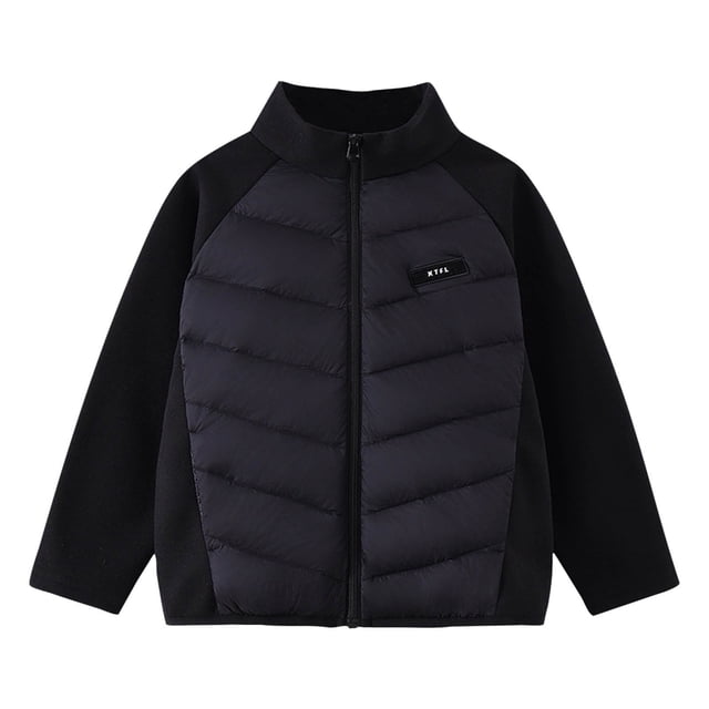 RXIRUCGD Manteau à Manches Longues pour Enfants, Col Rond, Bas en Peluche (Noir, Taille : 3 Ans)
