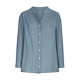 thumbnail image 4 of Wensltd Chemises à Manches Longues Col en V pour Femmes Tunique en Lin Ample avec Poche, 4 of 6