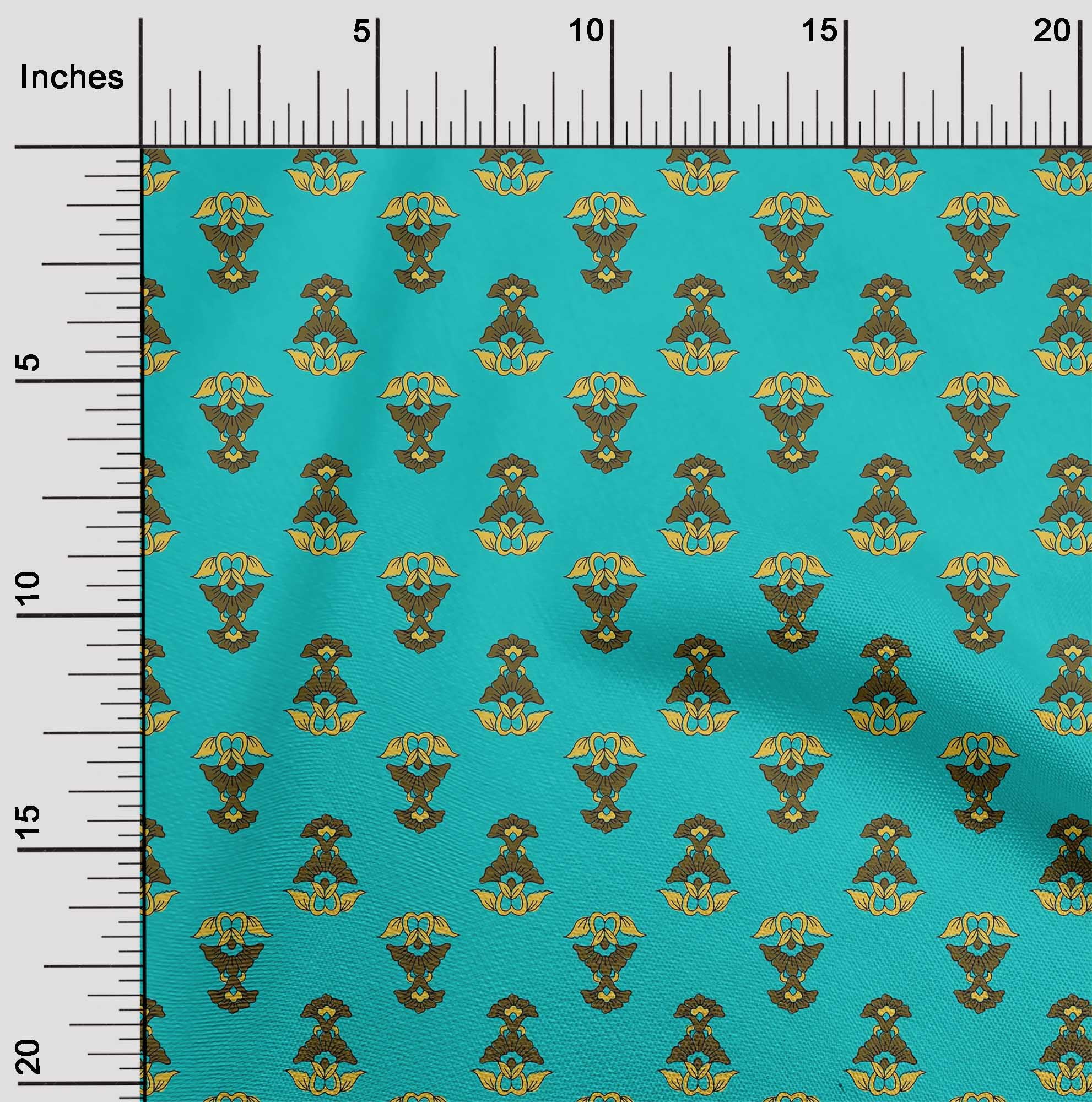 oneOone Georgette Viscose Fabric Leaves & Floral Block Print Sewing Fabric BTY 42 Inch Wide