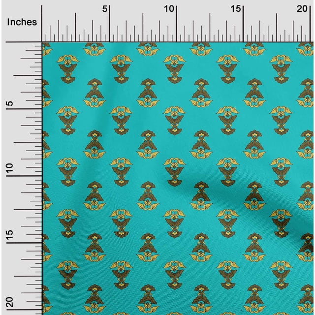oneOone Polyester Lycra Fabric Leaves & Floral Block Print Fabric BTY 56 Inch Wide