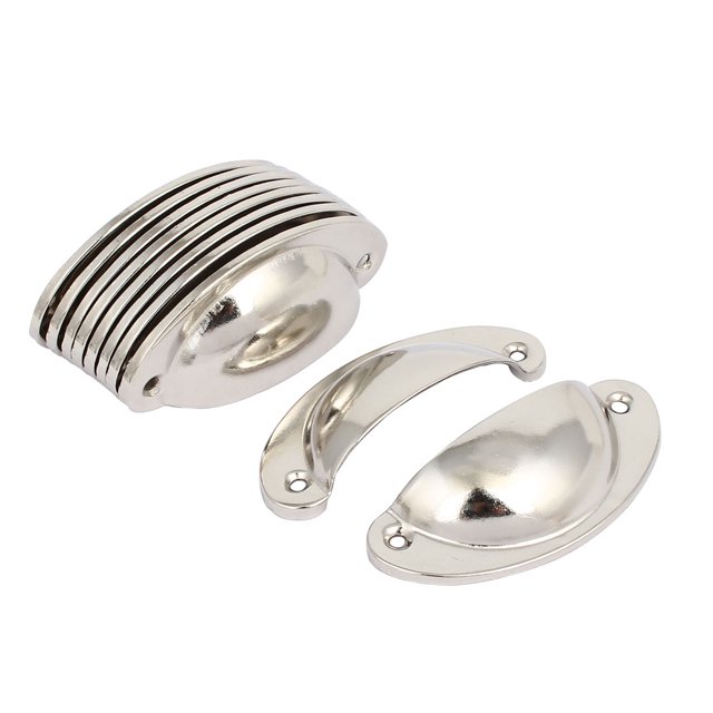 Unique Bargains Drawer Iron Antique Style Shell Cup Pull Handles Silver Tone 81mm Length 10pcs