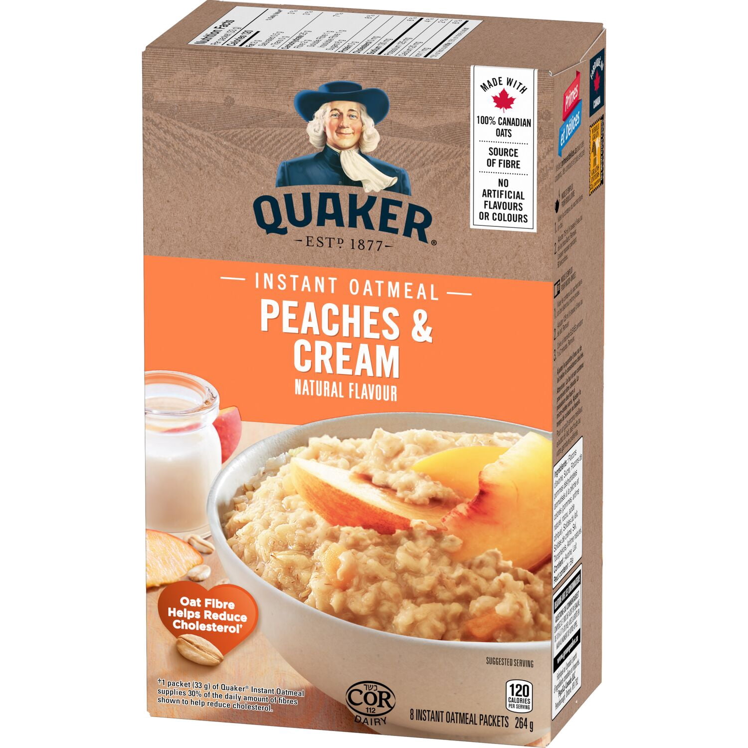 Quaker Gruau instantané Saveur Pêches et crème