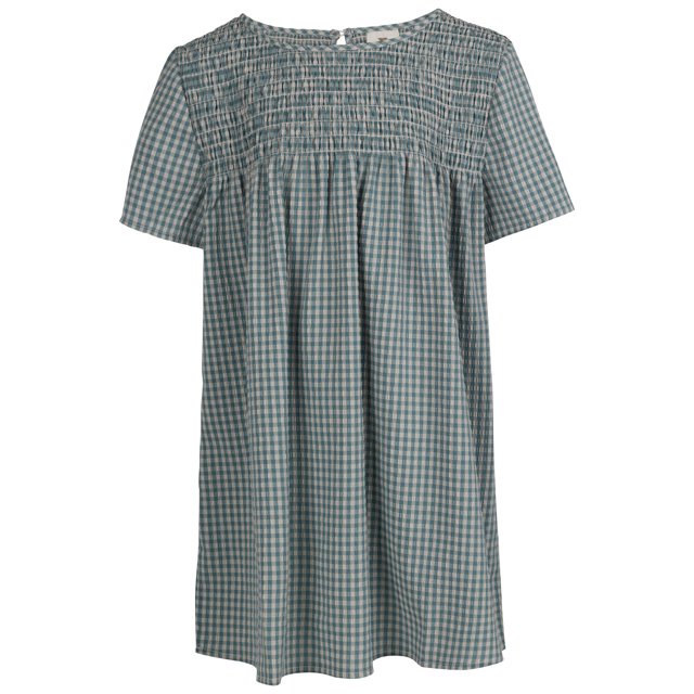 Trespass Womens Floaty Smock Shirred Gingham Top Keyhole Back Fastening Candice