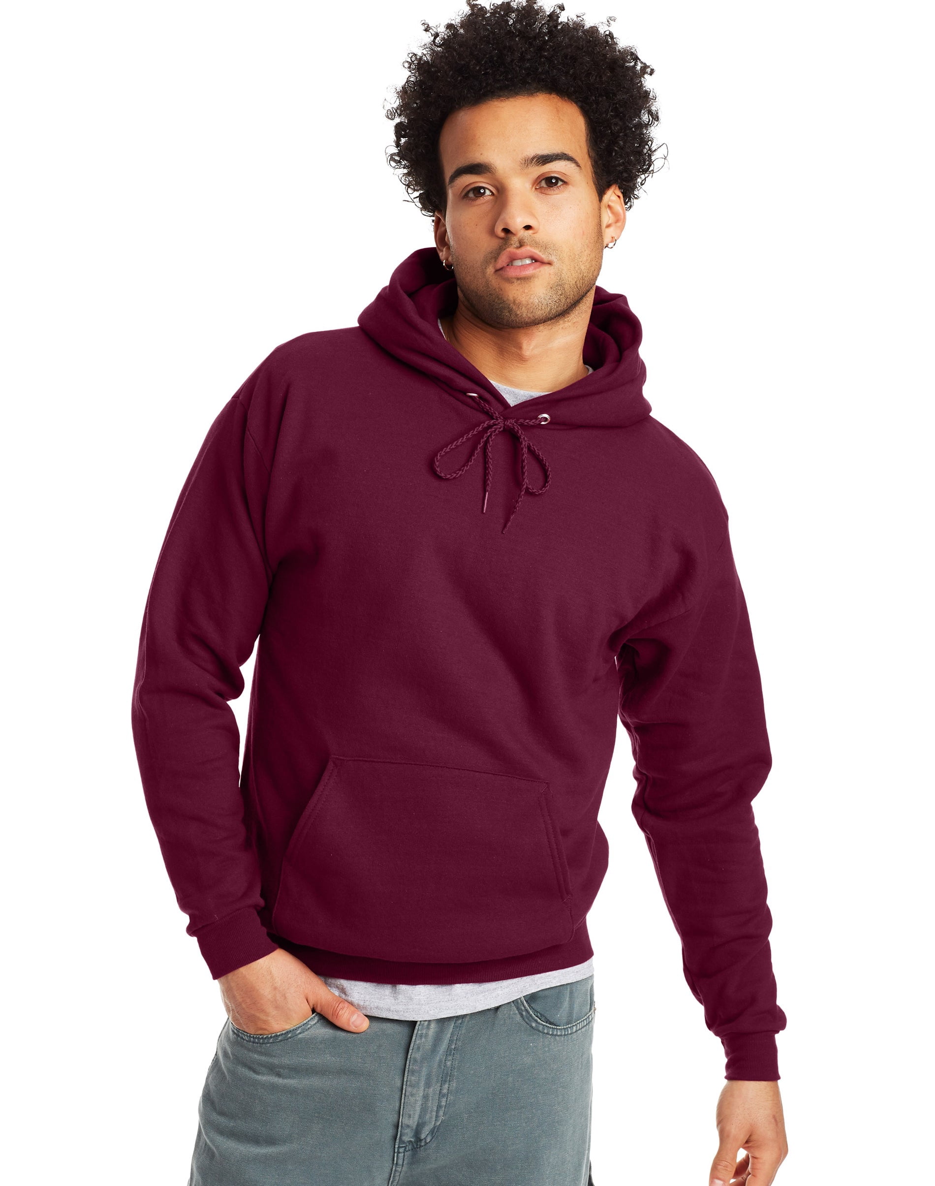 Hanes Mens EcoSmart Fleece Hoodie, M, Maroon