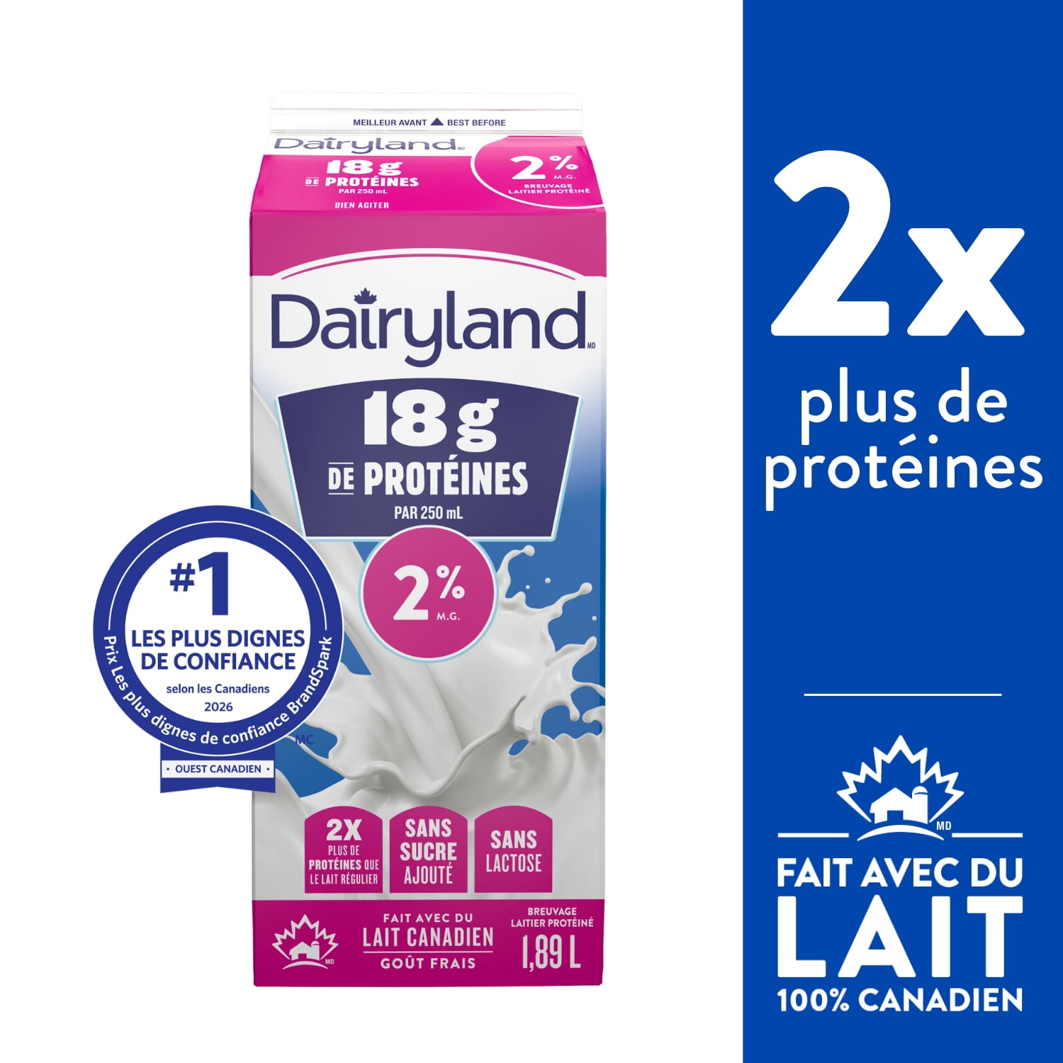 Dairyland Lait Partiellement Écrémé 2 % Sans Lactose
