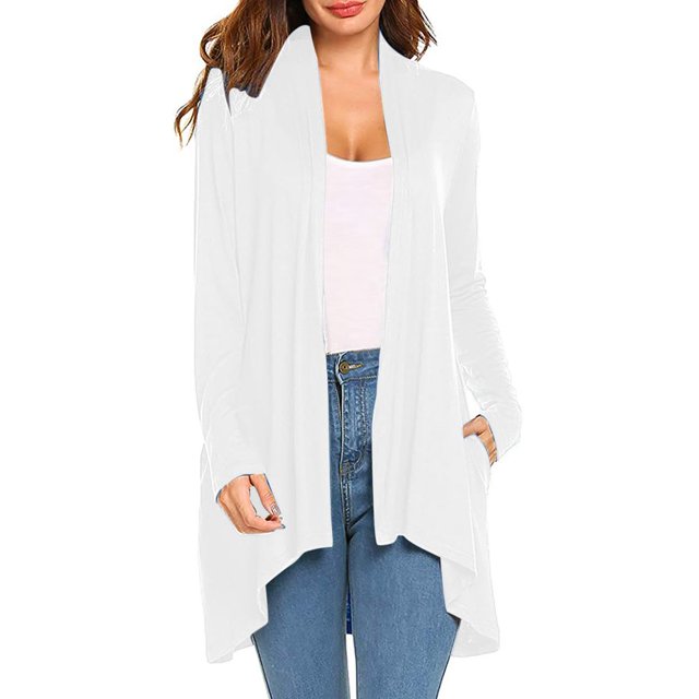 Cardigan à Manches Longues pour Femmes Automne Cardigan Ouvert avec Poches Cardigan Léger Décontracté