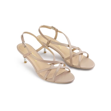BLISSFUL STEP Women's Slingback Strappy Stiletto Heels Sandals Nude 7