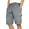 thumbnail image 1 of Eryao Short Cargo Gris pour Hommes Taille Élastique à Cordon Short de Jogging de Gym avec Poches à Rabat Short en Molleton Confortable,m, 1 of 6