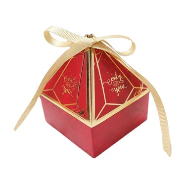 serony 50Pcs Candy Box with Ribbon Container Paper Chocolate Ribbon for Wedding Birthday Cookie Packaging Boxes Party Baby Shower Favor Decorations Supplies Red S