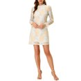 thumbnail image 1 of INSPIRE CHIC Women's Floral Print Lace Ruffle Crew Neck Casual Mini Dress, 1 of 7