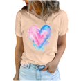 thumbnail image 1 of Diufon Hauts de la Saint-Valentin pour Femmes Décontracté Tendance Manches Courtes Col Rond Chemisier Imprimé Graphique Mignon, 1 of 5