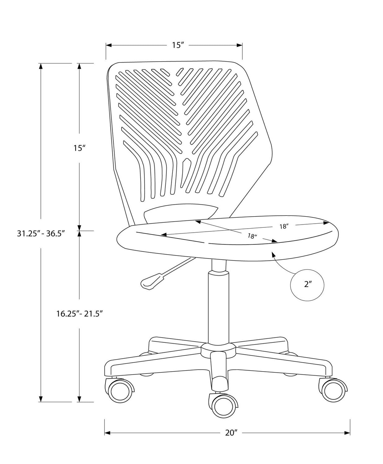 Monarch Specialties Chaise De Bureau, Hauteur Ajustable, Pivotant, Ergonomique, Bureau, Travail, Juvénile, Métal, En Tissu, Noir, Contemporain, Moderne