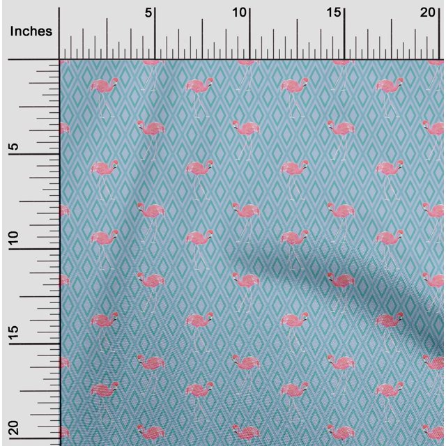 oneOone Viscose Jersey Fabric Geometric & Flamingo Bird Printed Craft Fabric BTY 60 Inch Wide