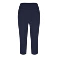 thumbnail image 4 of Womens Knee Length Leggings High Waisted Yoga Workout Exercise Capris For Casual Summer With Pockets, 4 of 6